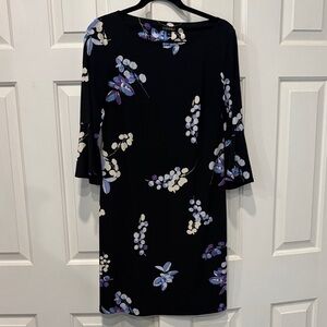 Roz & Ali Black Dress with Purple Floral Design